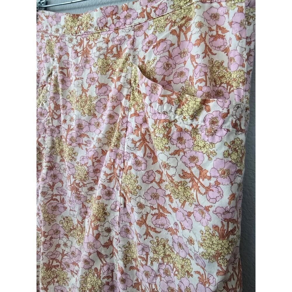 American Eagle Floral Cotton Skirt Size 6 with Pockets Pink Peach Cream A‑Line - Picture 3 of 7